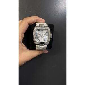 GUESS CHRONOHGRAPH U12519L2 WOMEN'S 43MM WHITE LEATHER BAND WATCH